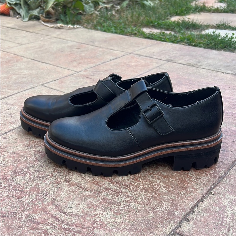 Black vegan Mary Jane loafers